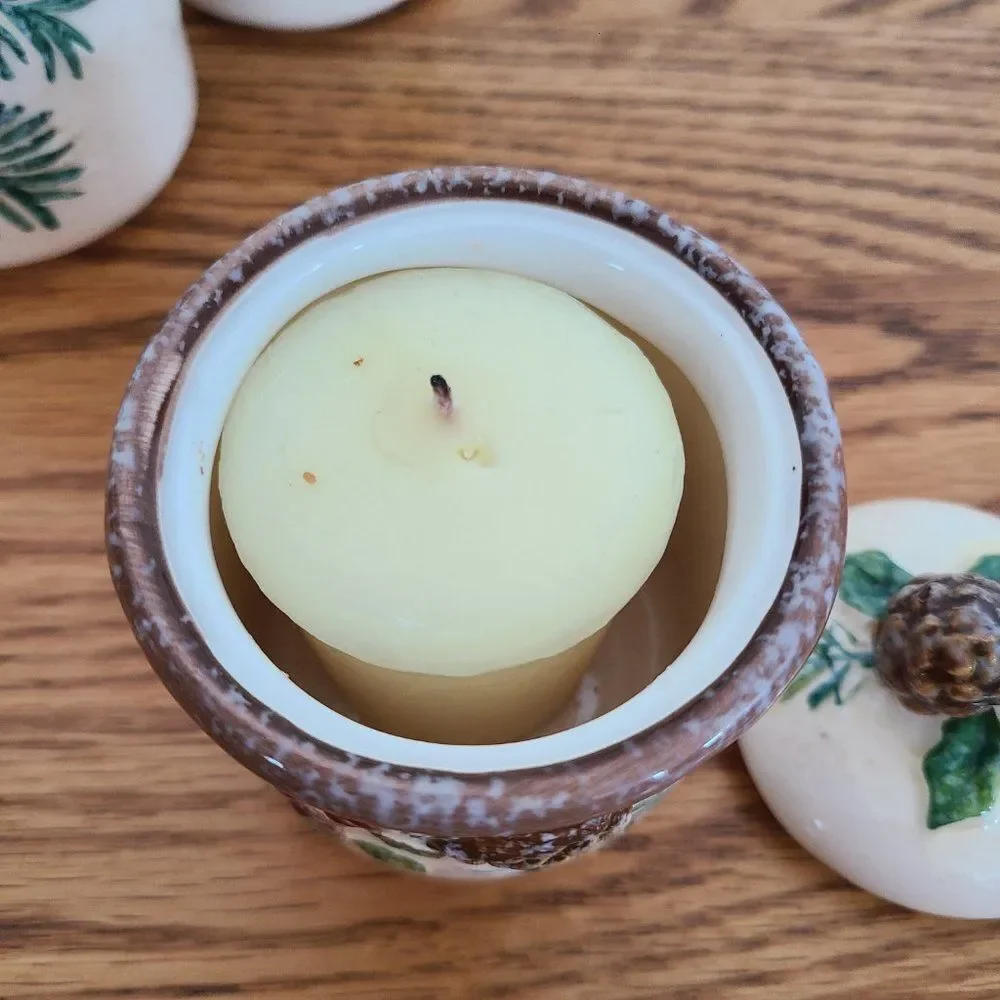 Yankee Candle Trio Of Ceramic Christmas Holiday Votive Tealight Holders With Lid